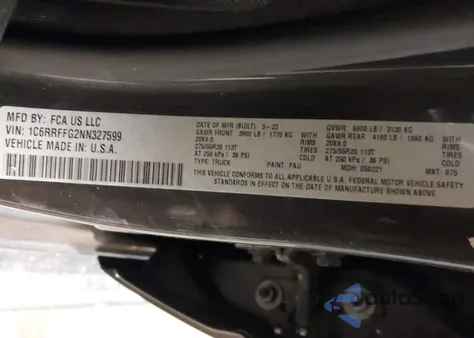 2022 Ram 1500 Big Horn/Lone Star from USA, damaged, VIN 1C6RRFFG2NN327599